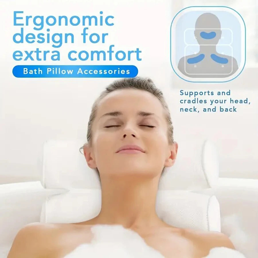 Premium Spa Bathtub Pillow with Anti-Slip Suction Cups