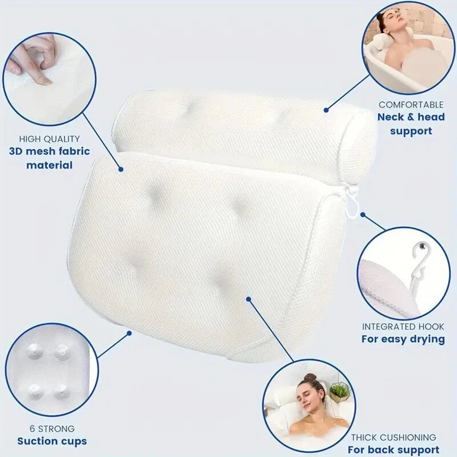 Premium Spa Bathtub Pillow with Anti-Slip Suction Cups