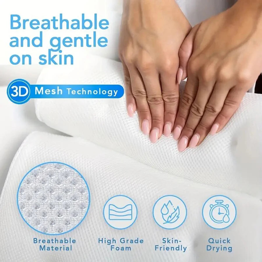 Premium Spa Bathtub Pillow with Anti-Slip Suction Cups